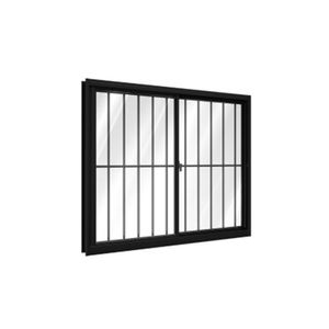 Vitro de Correr de Aluminio Preto 1.50 x 1.00 Metros com Grade PA396.0 RioBras