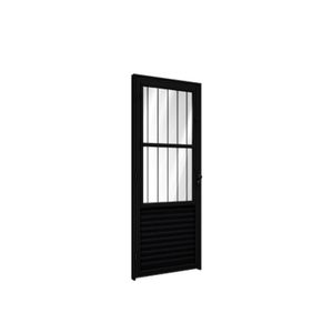 Porta com Postigo de Aluminio Preto 80 cm x 2.15 Metros Grade Tubular Direita PA135.2 Riobras
