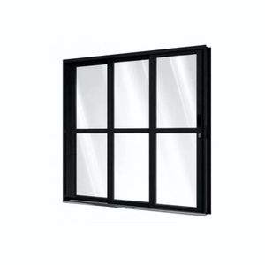 Porta de Correr de Aluminio Preto 1.50 x 2.13 Metros Direita PA156.2 Riobras