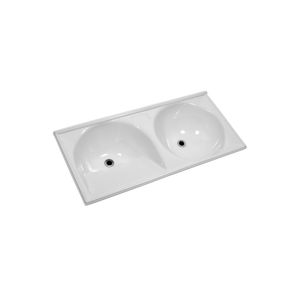 Tanque de Mármore Sintético Duplo 1,05 mts x 55 cm Branco T105BR Decoralita