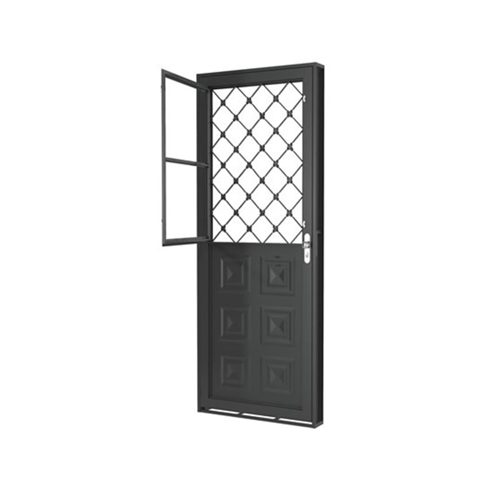 Porta com Postigo 80 cm x 2.15 Metros Grade Xadrez Esquerda