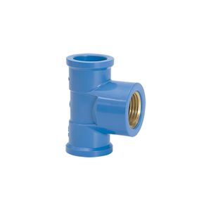 Tê Soldável Azul 25mm x 3/4´ com Bucha de Latão na Bolsa Central - Amanco