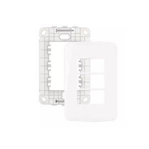 Placa 4 x 2 + Suporte B3 3 Posto Cor Branco 19434 MarGirius