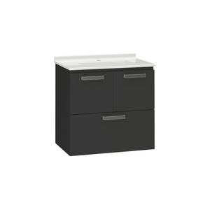 Gabinete de Banheiro com Cuba Aço 60 cm Isis Preto 100113 Cozimax
