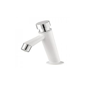 Toneira Bica Baixa para Banheiro Pressmatic Branca com Cromado 300000652 Tigre