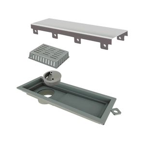 Ralo Linear 25 x 7 cm Tampa Inox Saída Lateral - Tiny Linear