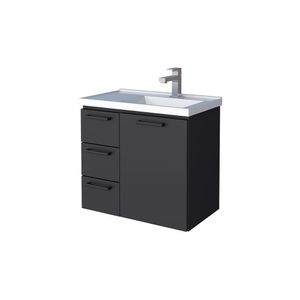 Gabinete de Banheiro em Aço 60 cm Com Pia Ameixa Preto - Cozimax