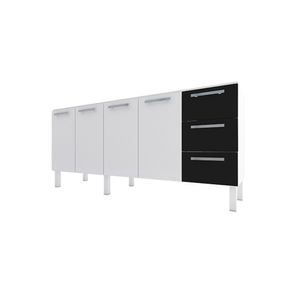 Gabinete de Cozinha em Aço 2,00 Metros Vênus Preto - Cozimax