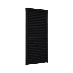 Porta Laminada Veneziana de Aluminio Preto 80 cm x 2.15 Metros Esquerda PA130.1 Riobras