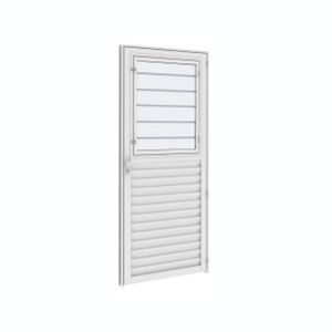 Porta com Postigo de Aluminio Branco 80 cm x 2.10 Metros Grade Tubular Esquerda P4991 Vitrolar
