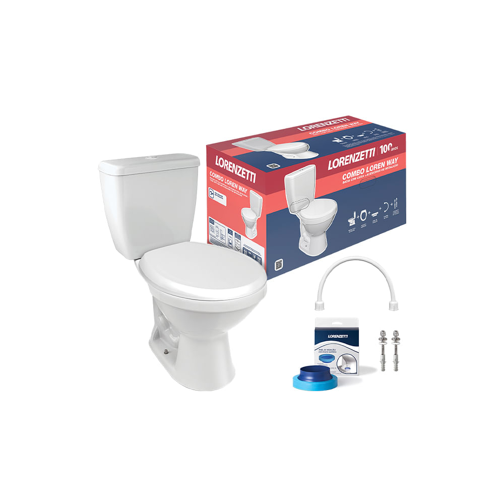 Kit Bacia com Caixa Acoplada Way Branco 7720008 Lorenzetti - Babá