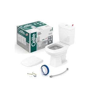Kit Bacia com Caixa Acoplada e Assento City Branco com Harpic Celite