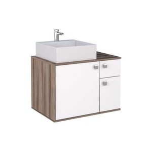 Gabinete de Banheiro 60 cm Caeté Branco e Calcare 88558 Cozimax