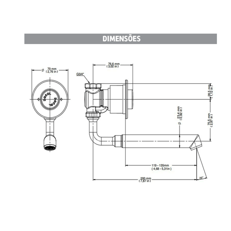 美品 monome ansible (ディスコン） Torneira Pressmatic para Banheiro Antivandalismo 85mm - Docol
