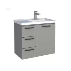 Gabinete de Banheiro em Aço 60 cm Com Pia Ameixa Cinza 101212 - Cozimax