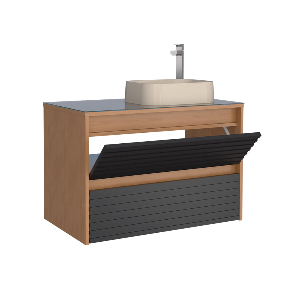 Gabinete de Banheiro 80 cm Osaka Preto de Jequitiba 101851