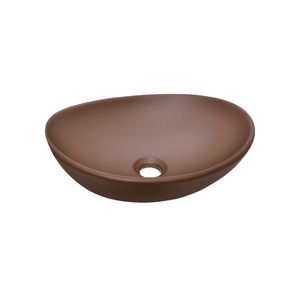 Cuba de Apoio Oval 40 x 32 cm Sem Mesa Marrom Fosco Enkel - KZA3