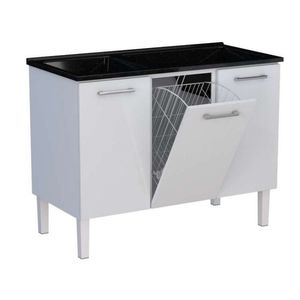 Gabinete em Aço Com Tanque 1,14 Metros Max Flat Preto - Cozimax