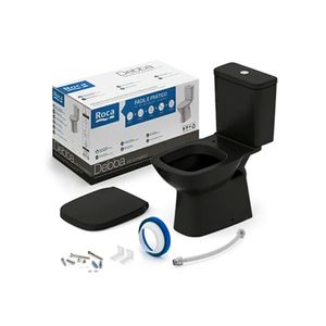 Kit Bacia com Caixa Acoplada e Assento Debba Classic Black Matte Roca