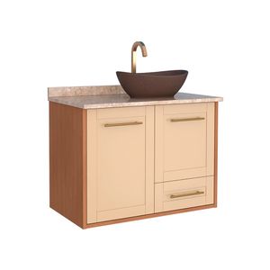 Gabinete de Banheiro 80 cm Petunia Areia - Cozimax