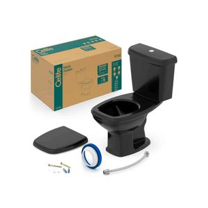 Kit Bacia com Caixa Acoplada e Assento Fit Plus Preto - Celite