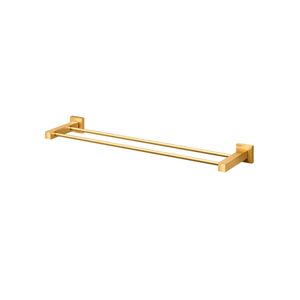 Porta Toalha Toalheiro Barra 63cm Duplo Square Ouro Escovado Docol