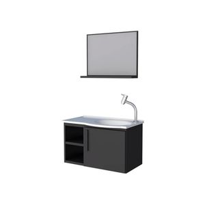 Gabinete de Banheiro em Aço 60 cm Com Pia Caju Preto - Cozimax