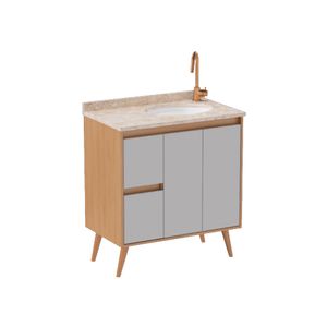 Gabinete de Banheiro 80 cm Danubio Areia - Cozimax