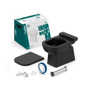 Kit Bacia Convencional e Assento Elite Black Matte Celite
