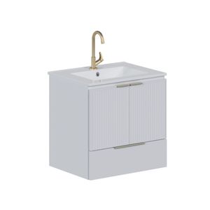 Gabinete de Banheiro em Aço 60 cm Com Pia Pitaia Branco - Cozimax
