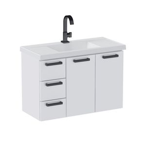 Gabinete de Banheiro em Aço 80 cm Damasco Branco - Cozimax