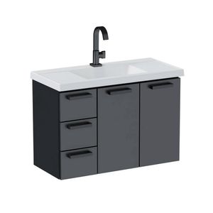 Gabinete de Banheiro em Aço 80 cm Damasco Preto - Cozimax
